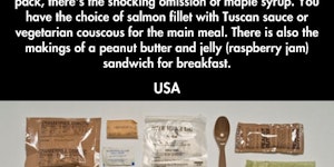 Military field rations around the world.