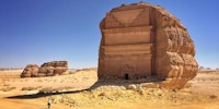 Tomb carved from a single rock in Saudi Arabia